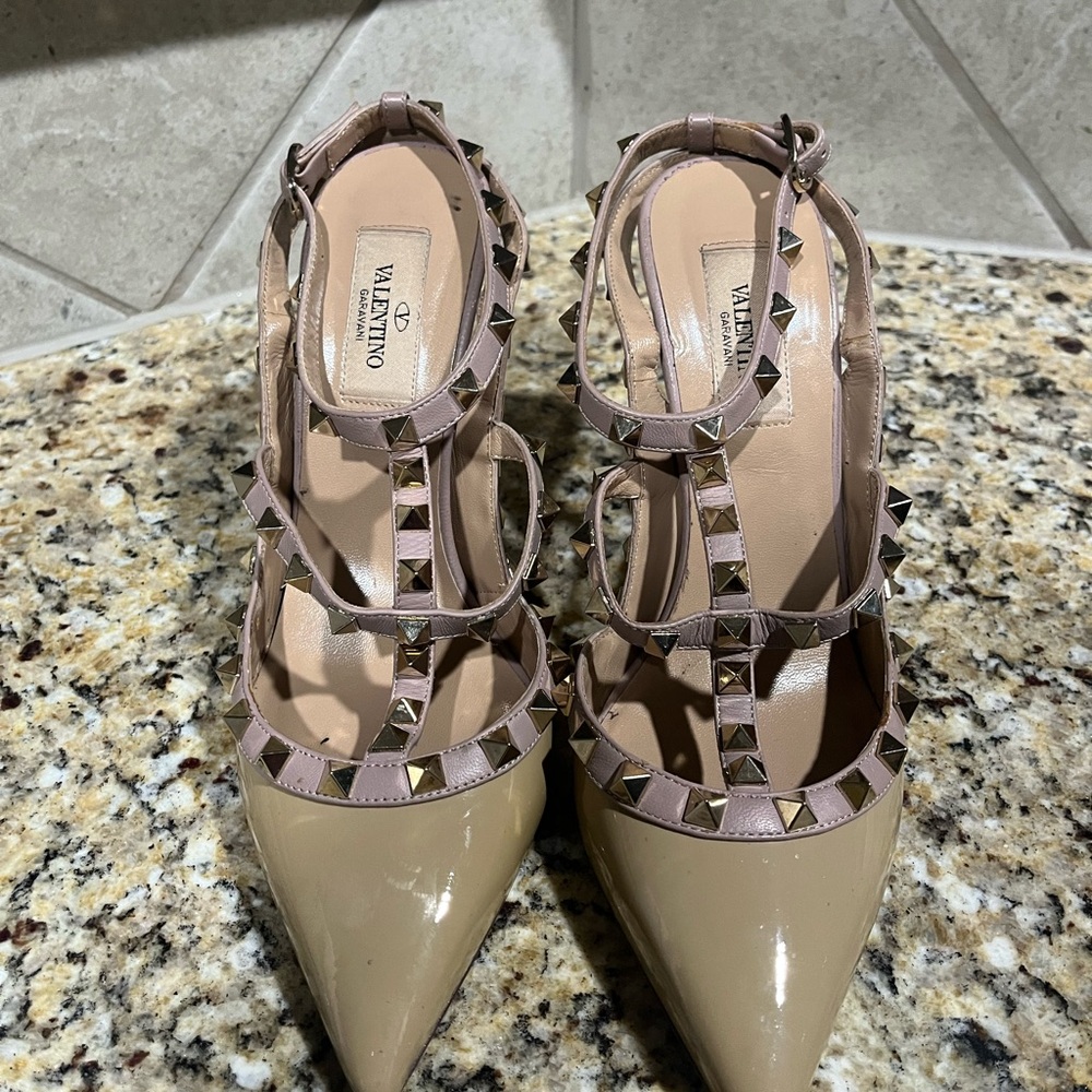 Valentino Women's Taupe and Beige Studded Heels